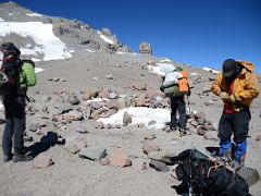 01 Inka Expediciones Porters Nestor And Peluca And Guide Agustin Aramayo Are Ready To Climb From Aconcagua Camp 2 to Camp 3 Colera